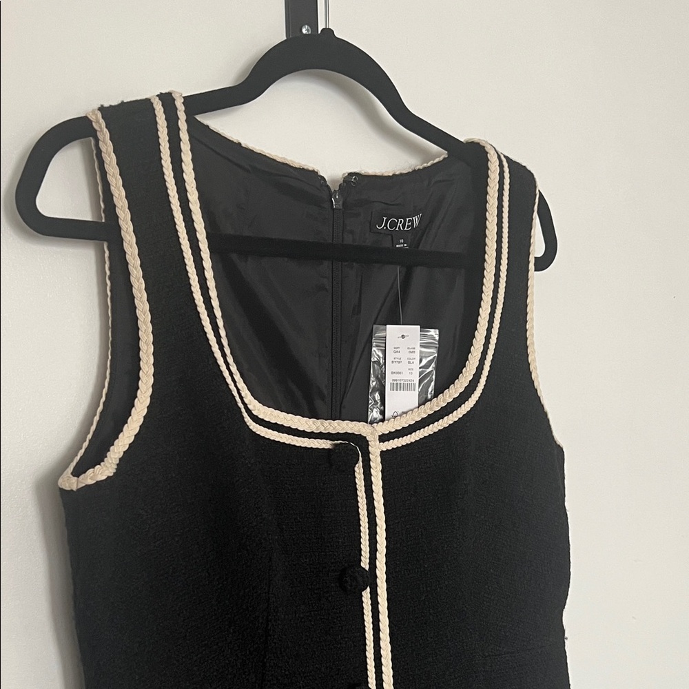 J. Crew Black Sleeveless Midi Dress with Cream Trim - Picture 5 of 7
